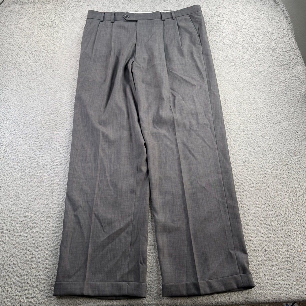 Cordovan & Grey Ltd Pleated Dress Pants Mens 38x31 Grey Cuffed Business Office